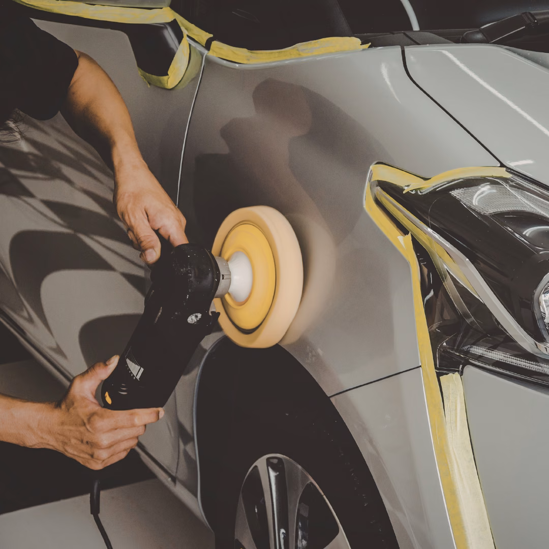 Polishing a masked vehicle body